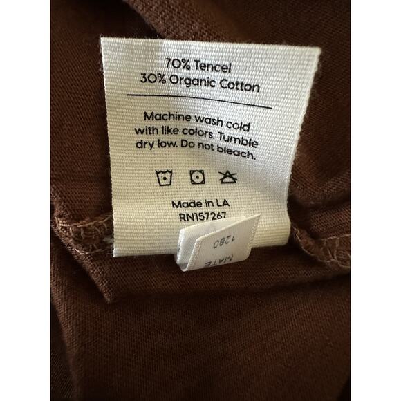 MATE the Label Long Sleeve Tencel Sleep Tee Color Cocoa Size XS - Picture 7 of 8